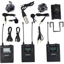 Transmisor doble montable en cámara Sistema inalámbrico UHF con micrófonos lavalier (520.0 a 548.5 MHz, 550.0 a 578.5 MHz) CVM-WM300A