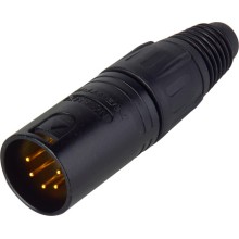 Conector XLR, 5 Contactos, Macho, Montaje de cable, Contactos con Recubrimiento de Oro, Metal